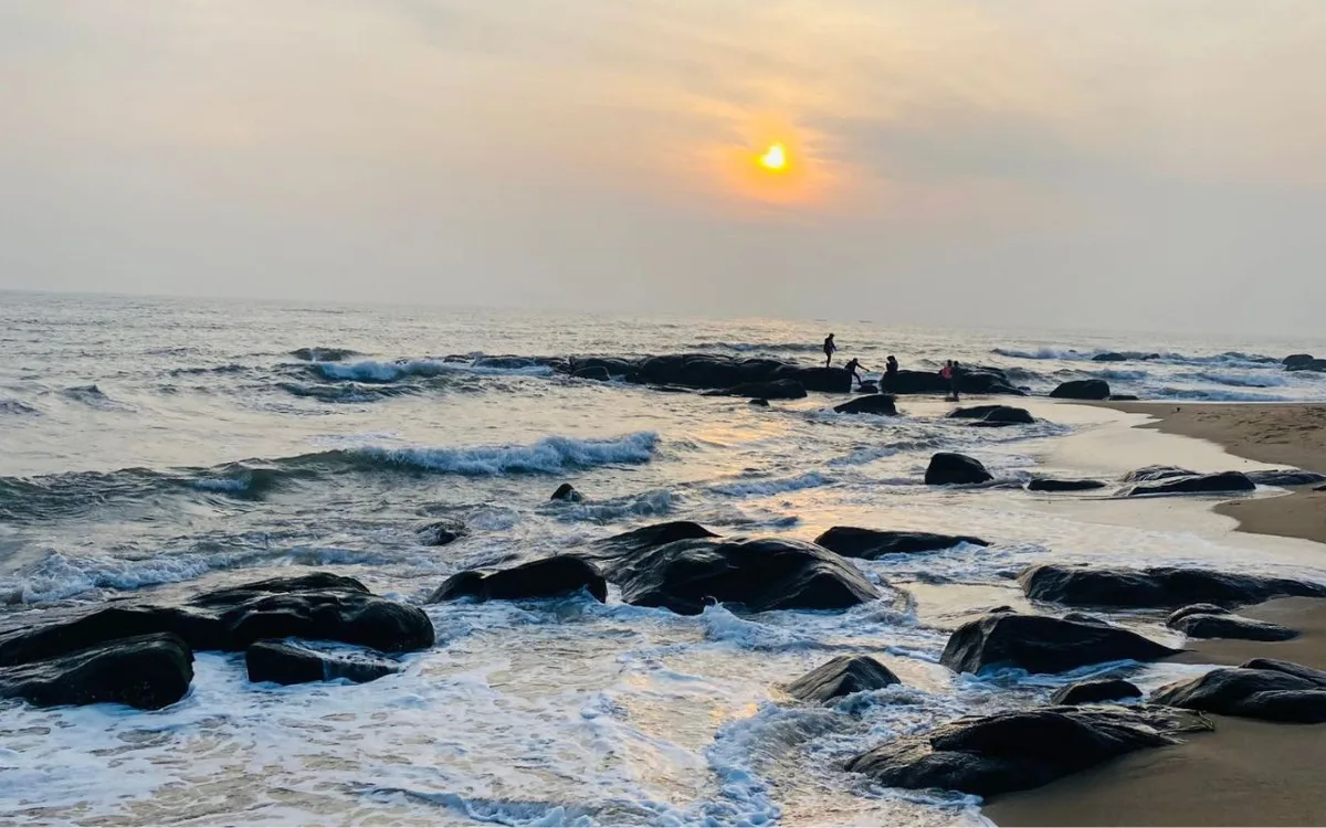 Surfers at Covelong Beach on the ECR