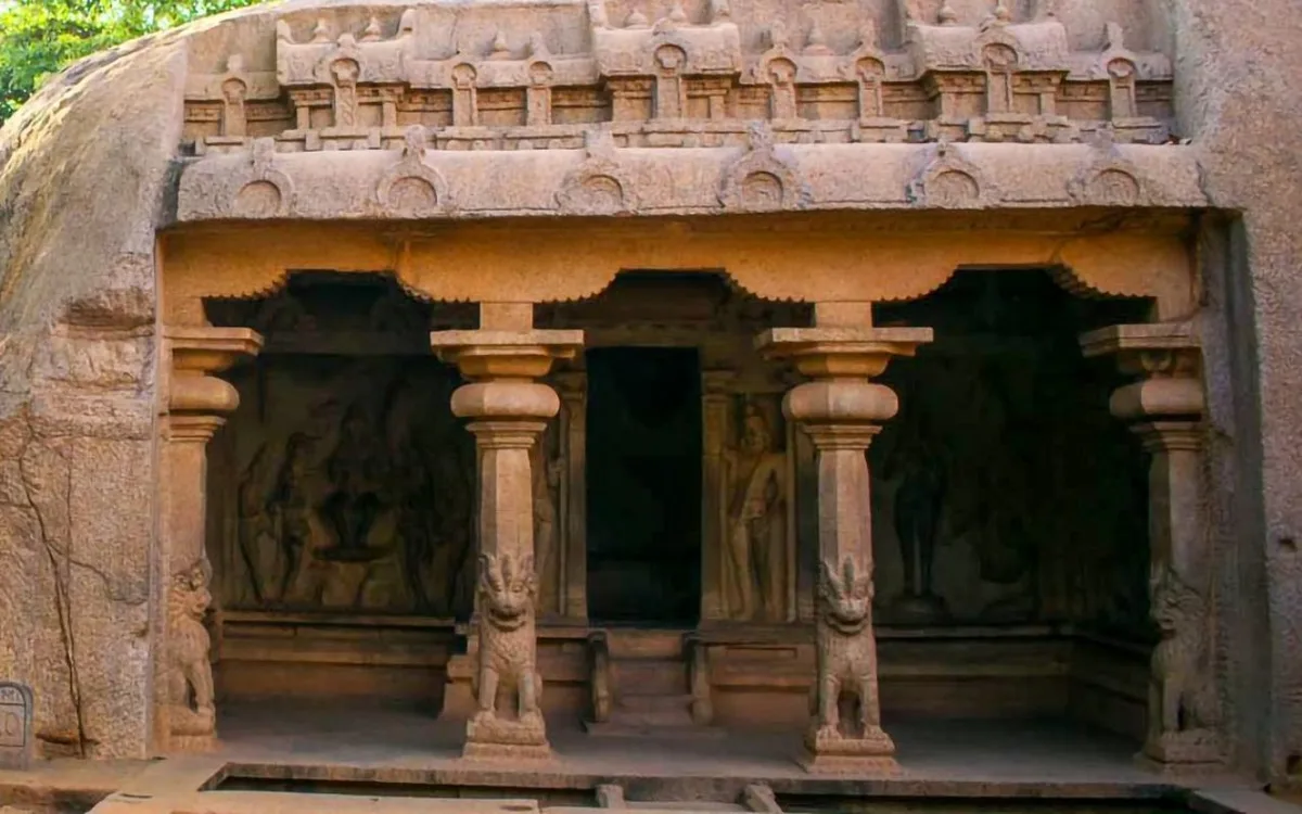 Carved panels inside Varaha Cave Temple